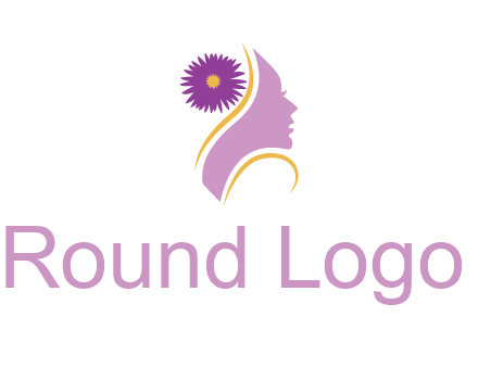 flower on hair of woman silhouette beauty logo icon