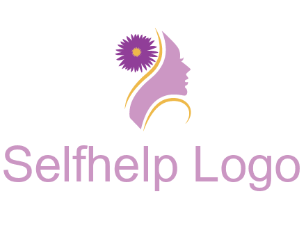 flower on hair of woman silhouette beauty logo icon
