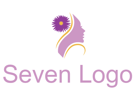flower on hair of woman silhouette beauty logo icon