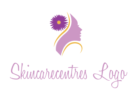 flower on hair of woman silhouette beauty logo icon