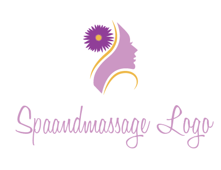 flower on hair of woman silhouette beauty logo icon