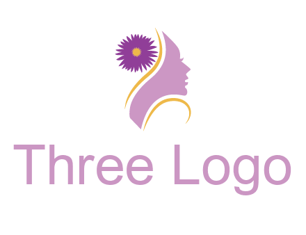 flower on hair of woman silhouette beauty logo icon