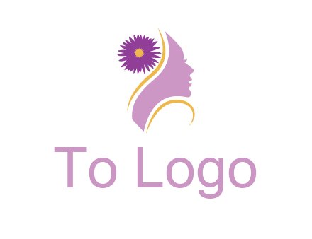 flower on hair of woman silhouette beauty logo icon