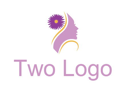 flower on hair of woman silhouette beauty logo icon