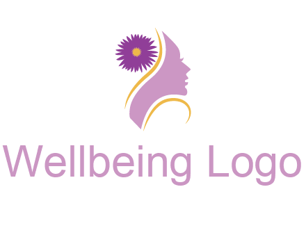 flower on hair of woman silhouette beauty logo icon