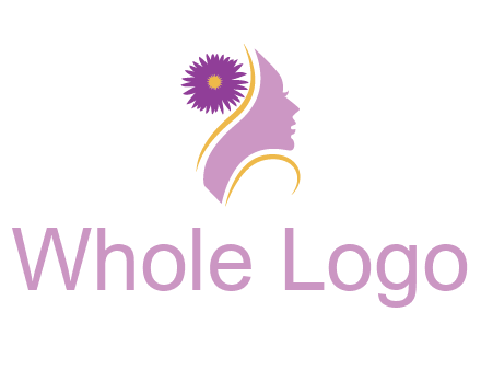 flower on hair of woman silhouette beauty logo icon