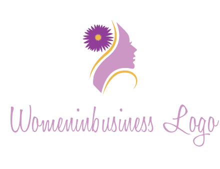 flower on hair of woman silhouette beauty logo icon