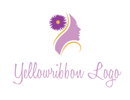 flower on hair of woman silhouette beauty logo icon