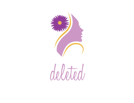 flower on hair of woman silhouette beauty logo icon