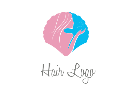 woman side profile and hand beauty logo icon