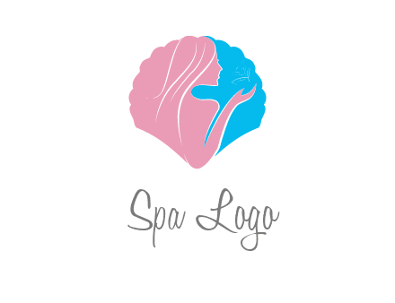 woman side profile and hand beauty logo icon