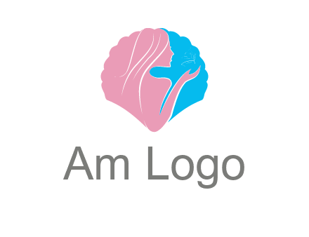 woman side profile and hand beauty logo icon