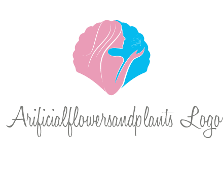 woman side profile and hand beauty logo icon