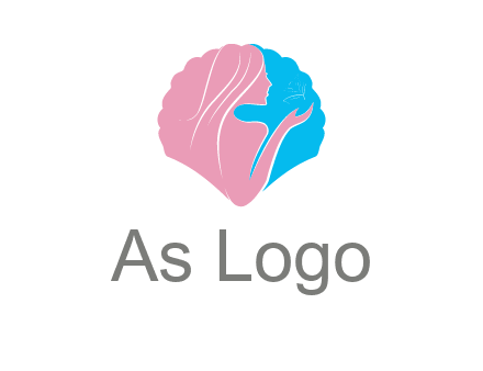 woman side profile and hand beauty logo icon