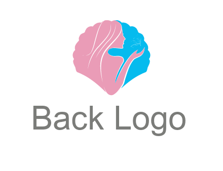 woman side profile and hand beauty logo icon