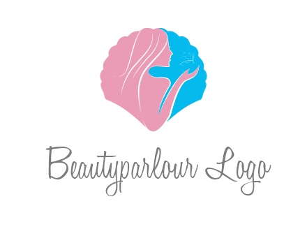 woman side profile and hand beauty logo icon