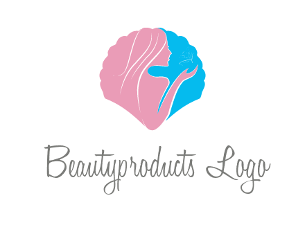 woman side profile and hand beauty logo icon