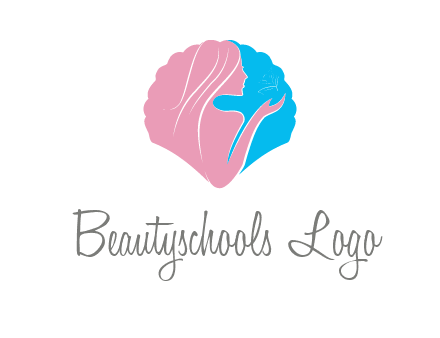 woman side profile and hand beauty logo icon