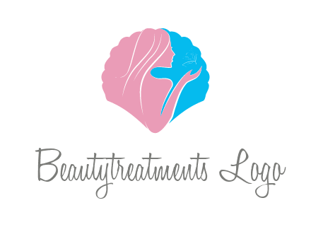 woman side profile and hand beauty logo icon