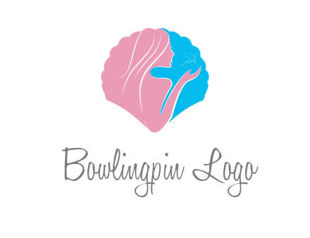 woman side profile and hand beauty logo icon