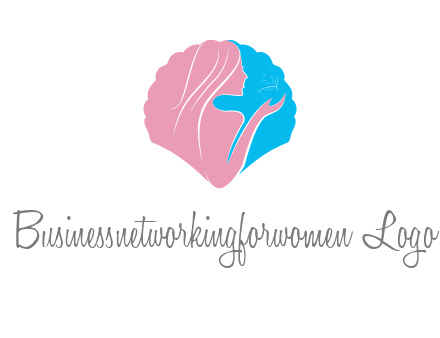 woman side profile and hand beauty logo icon