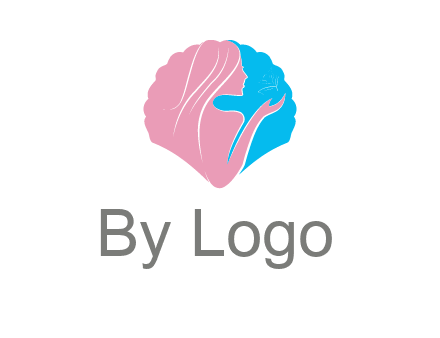 woman side profile and hand beauty logo icon