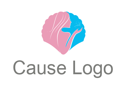 woman side profile and hand beauty logo icon
