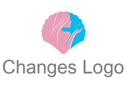 woman side profile and hand beauty logo icon