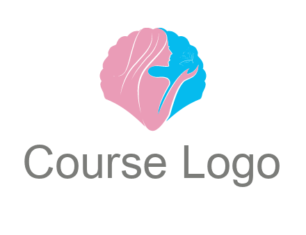 woman side profile and hand beauty logo icon