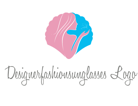 woman side profile and hand beauty logo icon