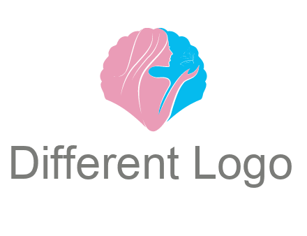 woman side profile and hand beauty logo icon