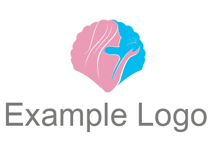 woman side profile and hand beauty logo icon