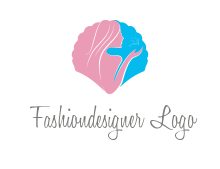 woman side profile and hand beauty logo icon
