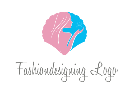 woman side profile and hand beauty logo icon