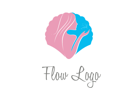 woman side profile and hand beauty logo icon