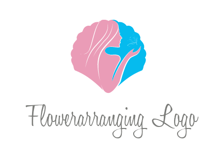 woman side profile and hand beauty logo icon