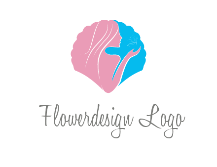 woman side profile and hand beauty logo icon