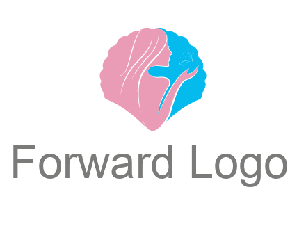 woman side profile and hand beauty logo icon