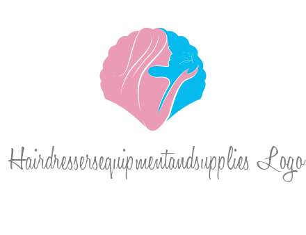 woman side profile and hand beauty logo icon