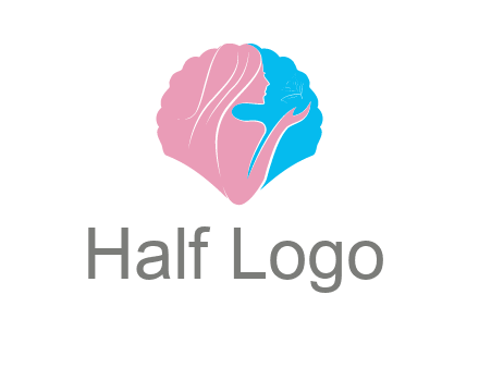 woman side profile and hand beauty logo icon