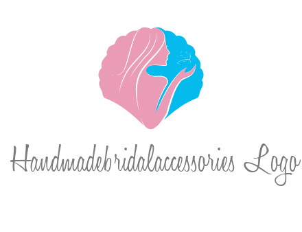 woman side profile and hand beauty logo icon