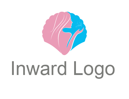 woman side profile and hand beauty logo icon