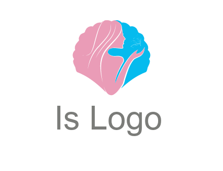 woman side profile and hand beauty logo icon