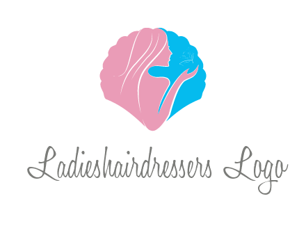 woman side profile and hand beauty logo icon
