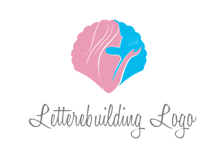 woman side profile and hand beauty logo icon