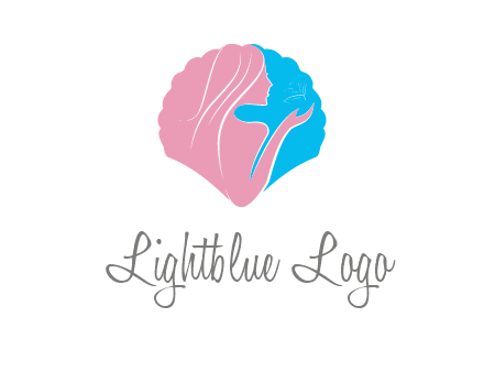 woman side profile and hand beauty logo icon