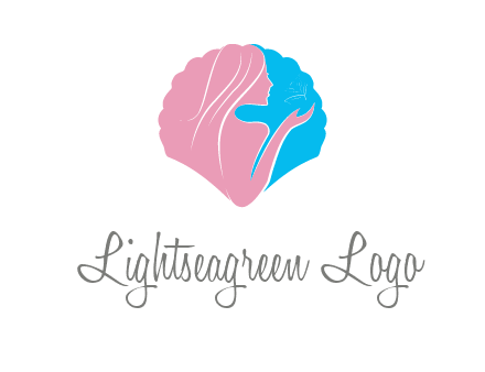 woman side profile and hand beauty logo icon
