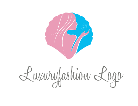 woman side profile and hand beauty logo icon