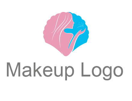 woman side profile and hand beauty logo icon