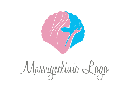 woman side profile and hand beauty logo icon